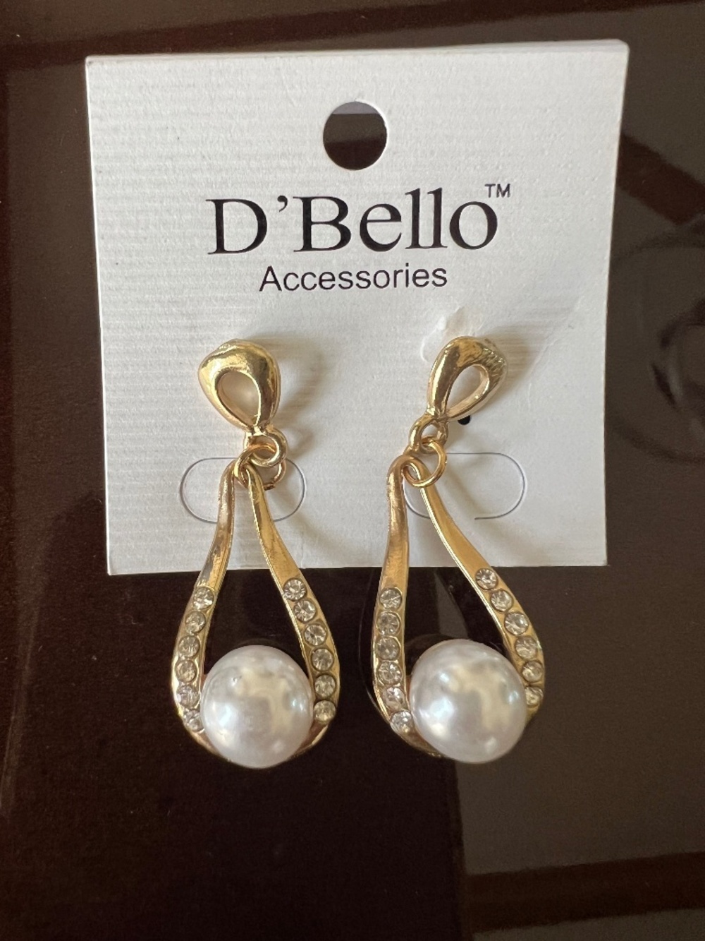 D'Bello Gold Pearl Tear Drop Post Earings
